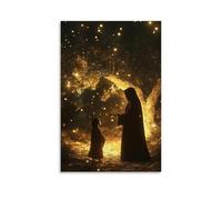 GEMTOFNMA Under A Glowing Canopy of Olive Trees, Mary Speaks to A Lost Child, And The Stars Brighten Above Them. Contemporary Wall Mural - Decorative Hanging Poster Art 16x24inch(40x60cm)