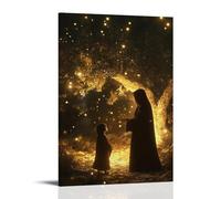 GEMTOFNMA Under A Glowing Canopy of Olive Trees, Mary Speaks to A Lost Child, And The Stars Brighten Above Them. Contemporary Wall Mural - Decorative Hanging Poster Art 20x30inch(50x75cm)