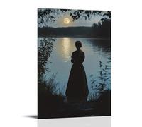 GEMTOFNMA Under Moonlight, Mary’s Silhouette Reflects Across The River Like A Hymn Sung in Stillness. Contemporary Wall Mural - Decorative Hanging Poster Art 20x30inch(50x75cm)