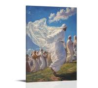 GEMTOFNMA White Robes Dance in The Wind As Believers Gather on The Hill of The Resurrection Contemporary Wall Mural - Decorative Hanging Poster Art 24x36inch(60x90cm)