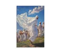 GEMTOFNMA White Robes Dance in The Wind As Believers Gather on The Hill of The Resurrection Contemporary Wall Mural - Decorative Hanging Poster Art 12x18inch(30x45cm)