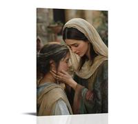 GEMTOFNMA With Tear-filled Eyes, Mary Blesses A Beggar Woman, And Her Face Is Instantly Filled with Warmth And Peace. Contemporary Wall Mural - Decorative Hanging Poster Art 24x36inch(60x90cm)