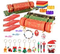 Gemtoy 15 Pack Make Your Own Christmas Crackers Kit, DIY Christmas Crackers Bulk, Christmas Party Xmas Cracker Candy Paper Boxes Novelty Decorations with Hats Riddle Cards Prize, No Snap