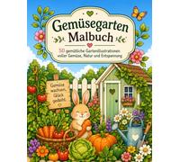 Gemüsegarten Malbuch: 50 gemütliche Gartenillustrationen voller Gemüse, Natur und Entspannung (Garten Malbuch - Stressabbau und Entspannung)