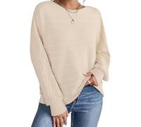 Gemulate Jumpers for Women UK, Long Sleeve Shirts Crewneck Batwing Sleeve Loose Top Perfect for Fall Daily Use Apricot L