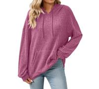 Gemulate plus size Women's jumpers, cardigans & sweatshirts Ladies christmas Long Sleeve xmas Tops spring autumn Striped pullover clothes with pocket Hot Pink XXL