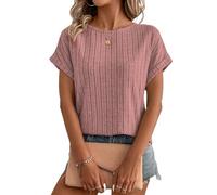 Gemulate Short Sleeve Summer Tops Spring Tshirts Sweaters for Women Apparel Crewneck Ladies Casual besic Dressy Tops Womens Plain Blouses Dressy Tunic Shirts Womens Clothes Pink XXL