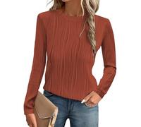 Gemulate Women's Blouse Yellow Ladies tee Shirts Womens t Shirts Fall Blouse Striped Tops Womens Outfits Trendy Ribbed Tops for Women Orange S