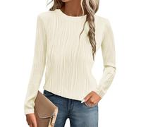Gemulate Womens Blouses Ladies T-Shirts Fall Winter Trendy Dressy Tops Long Sleeve Striped Jumper B Apricot L