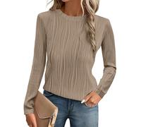 Gemulate Womens Clothing White Long Sleeve Blouses and Tops Ladies Beige t Shirt Guess top Jumper Shirt Women Apricot XXL