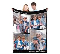 Gemuniya Custom Blanket with Photo and Throws Picture Blanket for Birthday Valentines Day Gifts for Him/Her, Personalized Gifts for Girlfriend Boyfriend Wife Husband