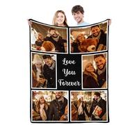Gemuniya Custom Blanket with Photo, Personalized Valentines Day Picture Blanket, Customized Couples Gifts for Boyfriend Girlfriend Wife Husband Birthday Blanket Anniversary Wedding Gift for Him Her