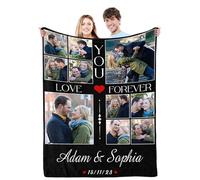 Gemuniya Personalized Gifts for Couple Girlfriend Boyfriend, Custom Photos & Names Blanket Gifts I Love You for Wife Husband Him Her Birthday Christmas Valentine Couple Gifts