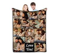 Gemuniya Personalized Photo Blanket for Couples - Custom Valentine's Day Gift for Boyfriend, Girlfriend, Wife, Husband - I Love You Couple Gift - Personalized Pictures for Birthday