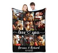 Gemuniya Personalized Valentine's Day Gifts for Boyfriend Girlfriend, Custom Photo Blankets with Names, I Love You Birthday Gifts for Wife Husband Her Him Anniversary Wedding Couple Gifts