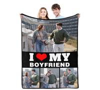 Gemuniya Personalized Valentines Day Gifts for Him/Her, I Love My Boyfriend Girlfriend Blanket Gifts, Custom Photo Blanket for Wife Husband, Personalized Anniversary Christmas Birthday Gifts