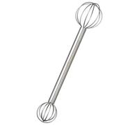 Gemuseeee 7.87 Inch Stainless Steel Dual-Head Miso Muddler Whisk for Soup Sauce Batter Japanese Kitchen Gadget Stirring Tool