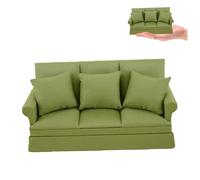 Gemuseeee Mini Dollhouse Sofa 1/12 Scale Three-Person Miniature Sofa Chair with 3 Removable Cushions Cute Dollhouse Furniture Accessory for Christmas Decor Mini, Furniture