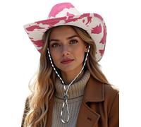 GEMVIE Cow Pattern Western Cowboy Hats for Women Adult Suede Cowgirl Hat Wide Brim Windproof Cowboy Hat Costume Accessory
