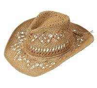 GEMVIE Cowboy Cowgirl Summer Straw Hat Wide Brim Hollow Out Cowboy Beach Sun Hats for Women Ladies Brown