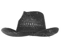GEMVIE Cowboy Cowgirl Summer Straw Hat Wide Brim Hollow Out Cowboy Beach Sun Hats for Women Ladies Black