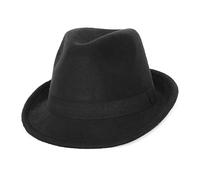 GEMVIE Kids Boys Wool Felt Trilby Hat Classic Short Brim Jazz Hat Fedora Cap Solid Color for 4-8 Years Old Black