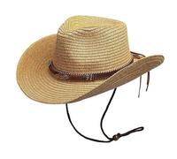 GEMVIE Men and Women Summer Cowboy Hat Crushable Western Straw Cowgirl Hat with Windproof Rope Straw Sun Hats
