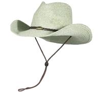 GEMVIE Men and Women Summer Cowboy Hat Crushable Western Straw Cowgirl Hat with Windproof Rope Straw Sun Hats Grey