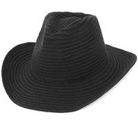 GEMVIE Men and Women Wide Brim Solid Colors Cowboy Hat Fedora Hat Black