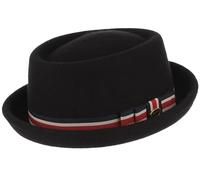 GEMVIE Pork Pie Hat for Mens Womens 100% Wool Felt Fedora Trilby Hat Black Adult Unisex Porkpie Hats Large