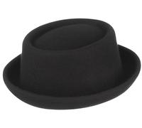 GEMVIE Pork Pie Hat for Mens Womens 100% Wool Felt Fedora Trilby Hat Black Adult Unisex Porkpie Hats Large