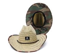 GEMVIE Straw Cowboy Hat for Men and Women | Western Style Cowboy Sun Hat |Printed Roll Brim Beach Straw Hat for Outdoor Hiking Fishing Camouflage