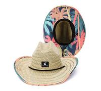 GEMVIE Straw Cowboy Hat for Men and Women | Western Style Cowboy Sun Hat |Printed Roll Brim Beach Straw Hat for Outdoor Hiking Fishing