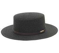 GEMVIE Straw Sun Hats for Women Summer Wide Brim Boater Hat Beach Panama Flat Top Fedora Straw Hat for Unisex Black