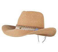 GEMVIE Summer Cowboy Cowgirl Hat Unisex Roll up Brim Fedora Straw Sun Hat Western Cowboy Hat Straw Beach Cap Brown