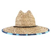 GEMVIE Summer Straw Hats for Women Mens Wide Brim Straw Lifeguard Hat Beach Sun Hat with Print Under Brim for Gardening Fishing Hiking