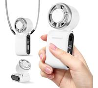 GEMWON Portable Handheld Turbo Fan High Speed, 100 Speed 12H Cooling, Small Hand Held Fan, Rechargeable Mini Personal Hand Fan, Battery Operated Neck & Desk,Travel Essentials, Holiday Gifts White