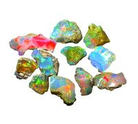 GEMWORLDJAIPUR AAA Quality Natural Ethiopian Opal Jumbo Fire Rough 25 Carats 5-8 Pcs, Natural Opal Gemstones Raw For cutting cabbing polishing DIY art and craft, 10-15 MM, White, Gemstone, rough opal