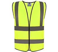 Gemx High Visibility Vest with Velcro Fastening Closure - Hi Vis Vests with 4 Reflective Strips - Unisex High Vis Jackets for Construction Workers, Surveyors, Security Guards & Other Outdoor Safety