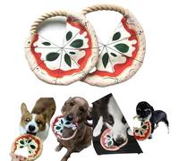 gemxtkg 2-Pack Pizza-Shaped Dog Frisbee Set with Rope, Soft Durable Flying Disc Toys for Indoor Outdoor Play, for Aggressive Chewers