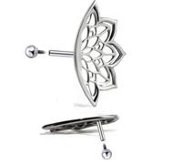 Gemynix Halloween Earrings for Women Gothic Flower Hidden Helix Earrings Silver Unique Personalized Gift Jewelry Halloween Outfits Accessories, S, Alloy Steel, No Gemstone