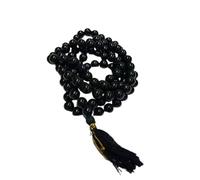 Gemz Mine Kali Hakik Mala Black Agate Rosary Original 108 +1 Beads Sulemani Hakik Original Certified 8mm सुलेमानी हकीक माला Black Stone Akik Mala for Wearing Purpose