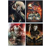 GemZono 4 Pack Diamond Painting Kits for Adults DIY 5D Diamond Art Paint with Round Diamonds Full Drill Horror Movie Gem Art Painting Kit for Home Wall Decor Gifts(12x16inch/30×40cm)