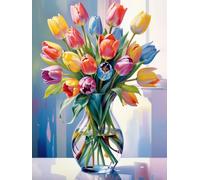 GemZono Tulip Diamond Art Kits for Adults - 5D Diamond Painting Flower Gem Art, DIY Full Drill, 12x16inch