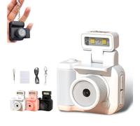Gen.2 Mini Retro Keychain Camera, 2025 New Point-and-ShootMini camera, with LED Flash Light, 1.44 Inch Hd Portable in Screen 6 Filters, Easy to Capture The Wonderful Moment (White,NO card)