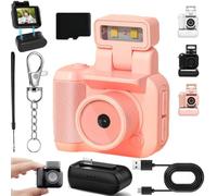 Gen.2 Mini Retro Keychain Camera - Pocket-Sized Fun With Vintage Flair, Mini Keychain Camera with 90-Degree Flip Flash and Multiple Filters, 1.44 Inch 1080p Hd Screen Small Cameras (Pink,64G)
