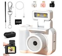 Gen.2 Mini Retro Keychain Camera - Pocket-Sized Fun with Vintage Flair, Portable Small Keychain Camera with 90-Degree Flip Led Flash Light and Multiple Filters for Travel Study Recording (White)