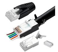 Gen 2 Rj45 Pass Through Connectors,Cat6A Rj45 Connector Shielded 10 Pack | Gold Plated Ethernet Cat7 Connector,Network Plug 8P8C Shielded for Installation Cable with Load Bar and RJ45 Boots Cover