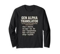Gen Alpha Translator Slang Interpreter Rizz No Cap Sus Drip Long Sleeve T-Shirt