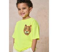 Gen Cotton Blend Tiger Print Oversized T-Shirt (2-8 Yrs) - 3-4 Y - Yellow Mix, Yellow Mix